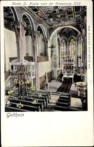 Ak Geithain Sachsen, Kirche St. Nicolai nach der Erneuerung 1902