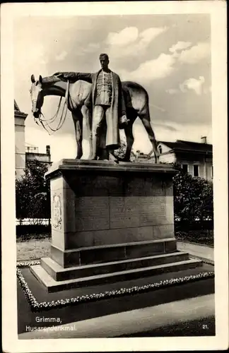 Ak Grimma in Sachsen, Husarendenkmal