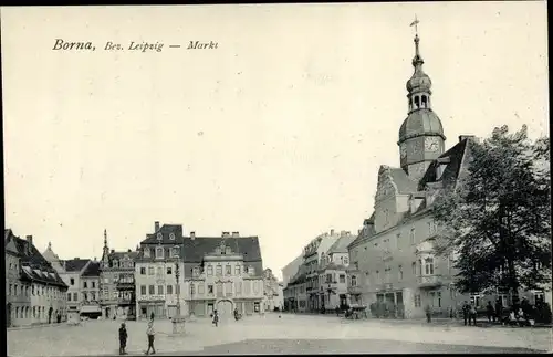 Ak Borna in Sachsen, Marktplatz, Rathaus, Carl Thomas
