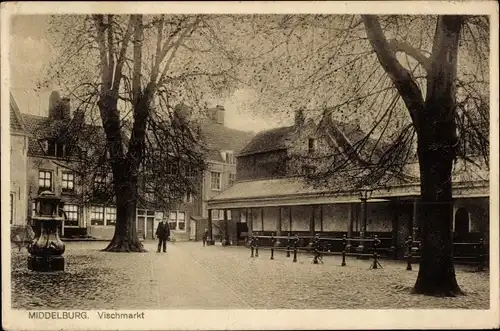 Ak Middelburg Zeeland Niederlande, Vischmarkt