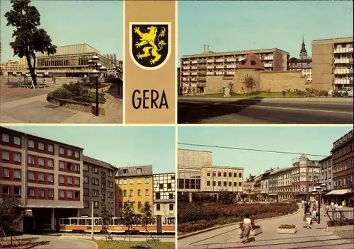 Ak Gera in Thüringen, Haus der Kultur, Historische Stadtmauer, Straßenbahndurchfahrt Johannisstraße