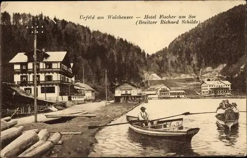 Ak Urfeld Kochel am See Oberbayern, Walchensee, Hotel Fischer am See, Inh. Richard Schilde