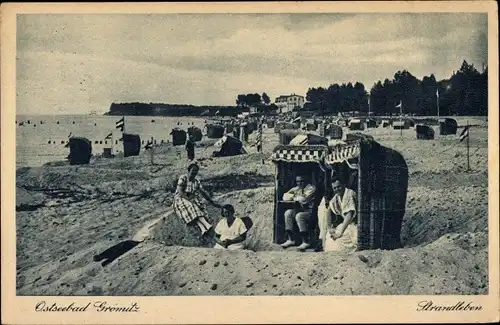 Ak Ostseebad Grömitz in Holstein, Strand, Strandkörbe
