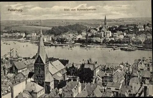 Ak Flensburg in Schleswig Holstein, Blick vom Gymnasiumturm