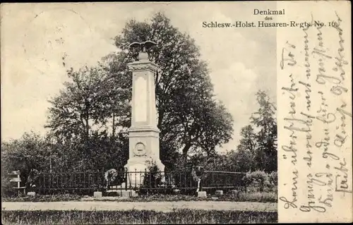 Ak Gottorf Schleswig an der Schlei, Denkmal Schleswig-Holsteinisches Husaren-Regiment No. 16