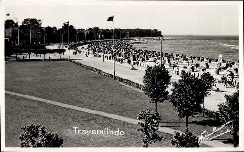 Foto Ak Ostseebad Travemünde Lübeck, Strand, Promenade