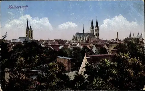 Ak Halberstadt Sachsen Anhalt, Blick über die Stadt