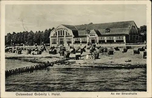 Ak Ostseebad Grömitz in Holstein, Strandhalle, Strandkörbe