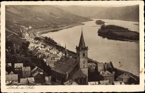 Ak Lorch am Rhein, Teilansicht, Kirche