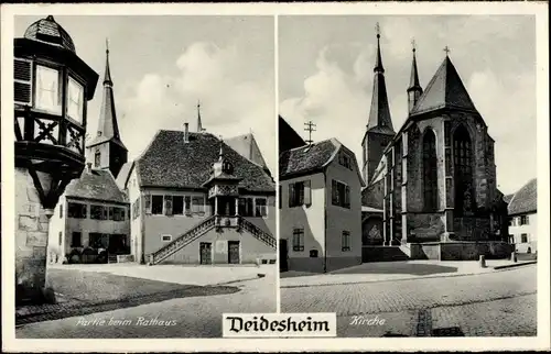 Ak Deidesheim in der Pfalz, Rathaus, Kirche