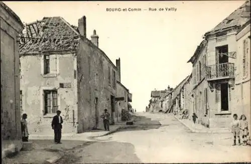 Ak Bourg und Comin Aisne, Rue de Vailly