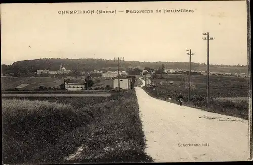 Ak Hautvillers Marne, Champillon, Panorama