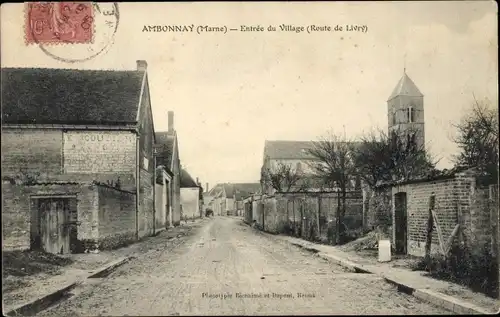 Ak Ambonnay Marne, Dorfeingang, Rue de Livry