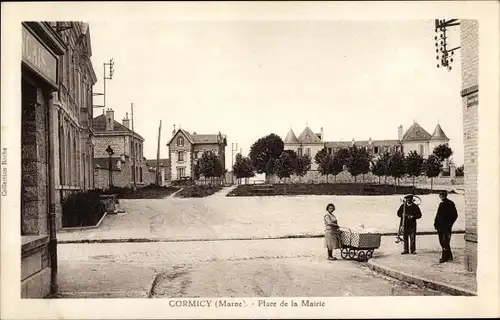 Ak Cormicy Marne, Place de la Mairie