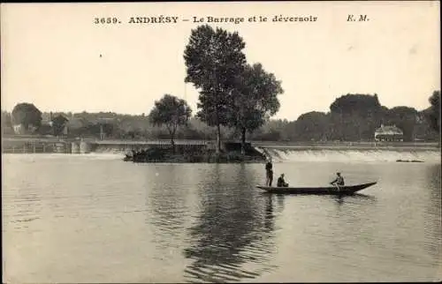 Ak Andrésy Yvelines, Staudamm und Hochwasserentlastung