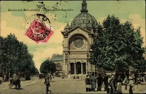 Ak Paris VIII, Boulevard Malesherbes, Kirche Saint-Augustin