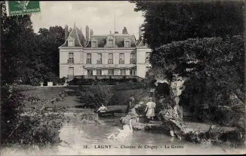 Ak Lagny Seine et Marne, Chateau de Chigny, La Grotte