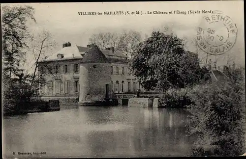 Ak Villiers les Maillets Seine et Marne, Le Chateau, L’Etang