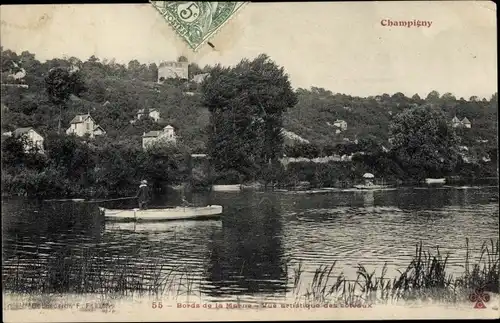 Ak Champigny Seine et Marne, Ufer der Marne