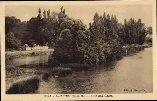 Ak Trilport Seine et Marne, L’Ile aux Chats