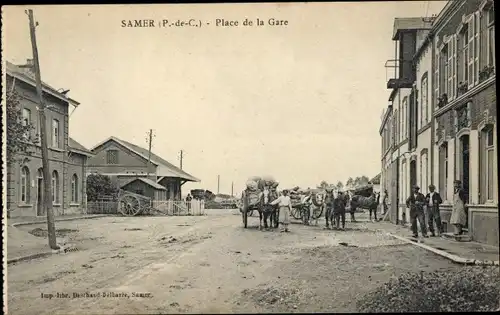 Ak Samer Pas de Calais, Place de la Gare