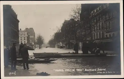 Ak Paris XII., Pariser Überschwemmungen 1910, Boulevard Diderot