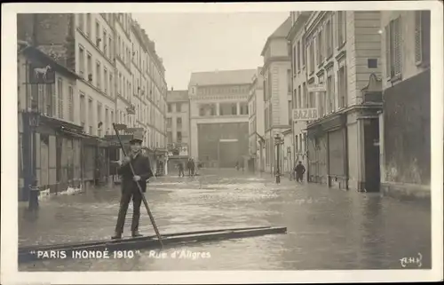 Ak Paris XII., Pariser Überschwemmungen 1910, Rue d'Aligres