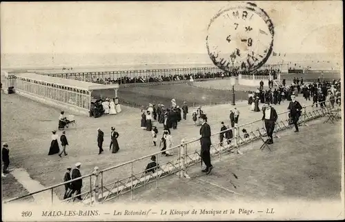 Ak Malo les Bains Nord, Les Rotondes, Musikkiosk und der Strand