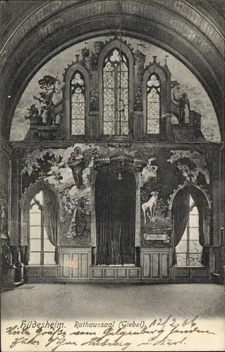 Ak Hildesheim in Niedersachsen, Rathaussaal, Giebel