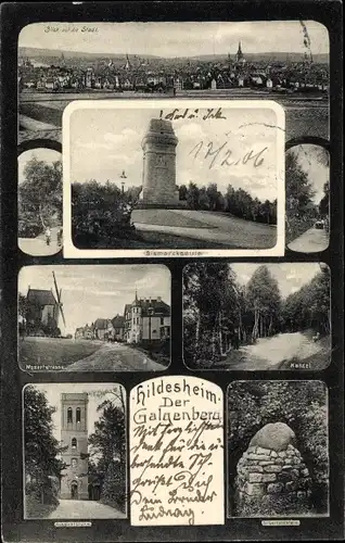 Ak Galgenberg Hildesheim in Niedersachsen, Panorama, Bismarcksäule, Mozartstraße, Kanzel