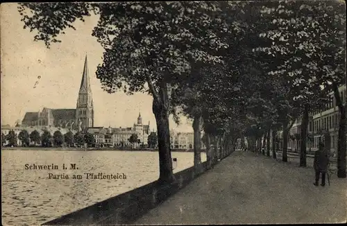 Ak Schwerin in Mecklenburg, Pfaffenteich, Dom