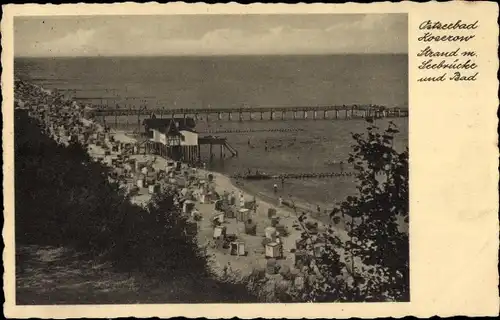 Ak Ostseebad Koserow auf Usedom, Seebrücke, Strand, Bad