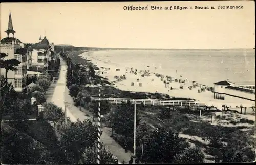 Ak Seebad Binz auf Rügen, Strand, Promenade