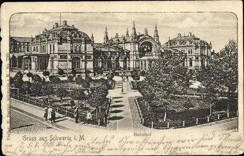 Ak Schwerin in Mecklenburg, Bahnhof