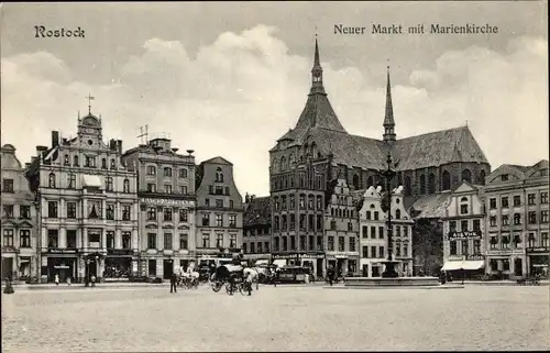 Ak Hansestadt Rostock, Neuer Markt, Marienkirche
