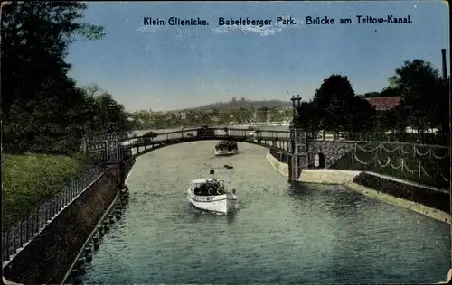 Ak Klein Glienicke Neubabelsberg Potsdam, Babelsberger Park, Teltow-Kanal, Brücke