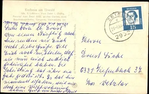 Ak Neuenburg Zetel in Oldenburg Friesland, Neuenburger Urwald, Kurhaus am Urwald