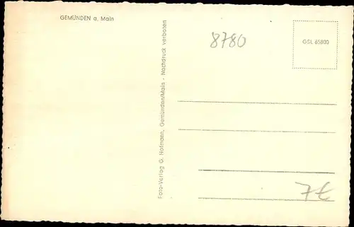 Ak Gemünden am Main Unterfranken, Teilansicht, Brücke, Kirche