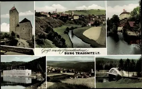 Ak Trausnitz in der Oberpfalz, Jugendherberge Burg Trausnitz, Brücke, Ortsansicht