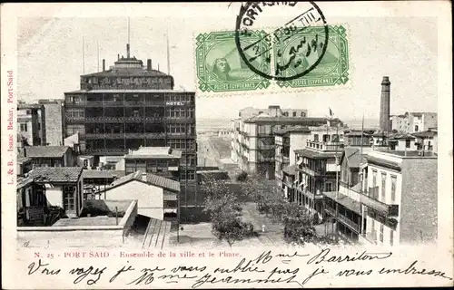 Ak Port Said Ägypten, Ganze Stadt, Der Leuchtturm