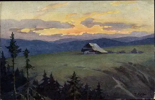 Künstler Ak Reiss, Fritz, Sommer im Schwarzwald, Landschaft mit einem Schwarzwaldhaus