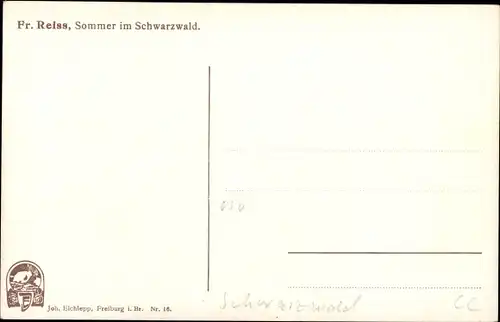 Künstler Ak Reiss, Fritz, Sommer im Schwarzwald, Landschaft mit einem Schwarzwaldhaus