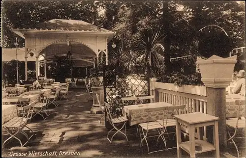 Ak Dresden Altstadt, Große Wirtschaft, Terrasse