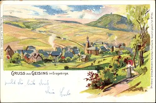 Künstler Litho Geising Altenberg im Erzgebirge, Panorama