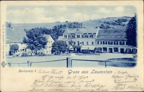 Ak Lauenstein im Müglitztal Altenberg, Blick zum Marktplatz, Thümmel