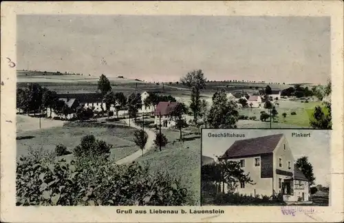 Ak Liebenau Geising Altenberg Erzgebirge, Geschäftshaus Pinkert, Teilansicht vom Ort