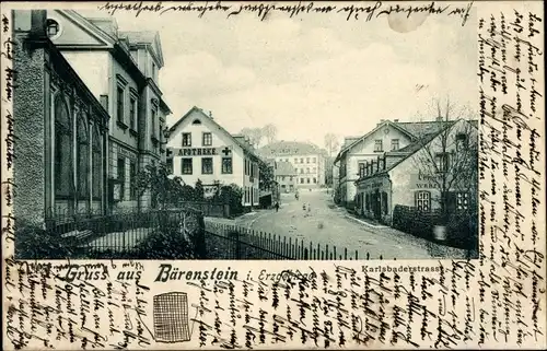 Ak Bärenstein Altenberg im Erzgebirge, Karlsbaderstraße, Apotheke