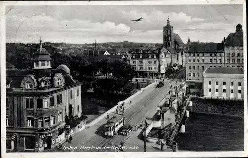 Ak Guben in der Niederlausitz, Partie an der Neißebrücke