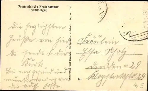 Ak Kratzhammer Altenberg Erzgebirge, Teilansicht, Gasthof, Wald