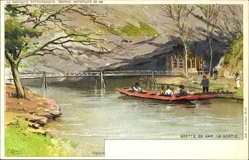 Künstler Litho Ranot, F., Rochefort Wallonien Namur, Grotte de Han, der Ausgang
